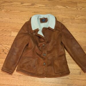 Sonoma Brown Leather Jacket with Shearling Collar